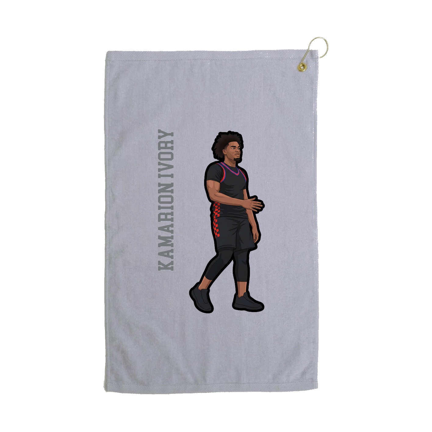 Golf Towel — Name Vertical in Grey