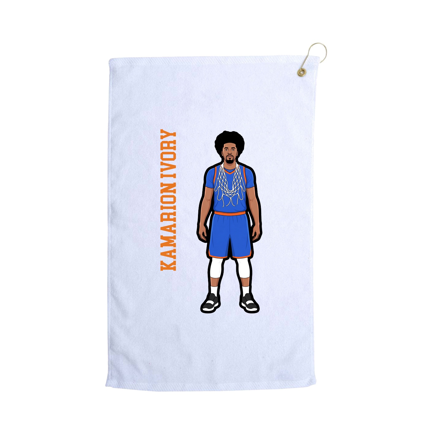 Golf Towel — Name Vertical in White