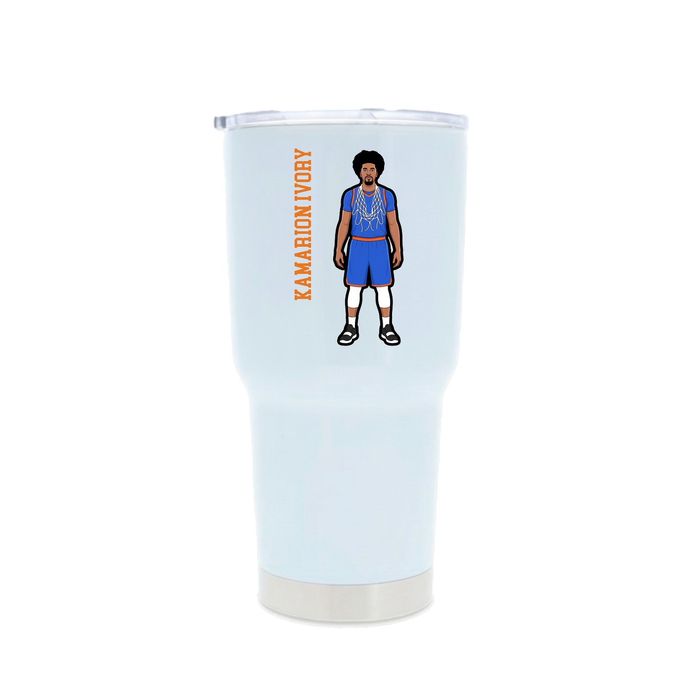 30oz Stainless Steel Tumbler — Name Vertical in White