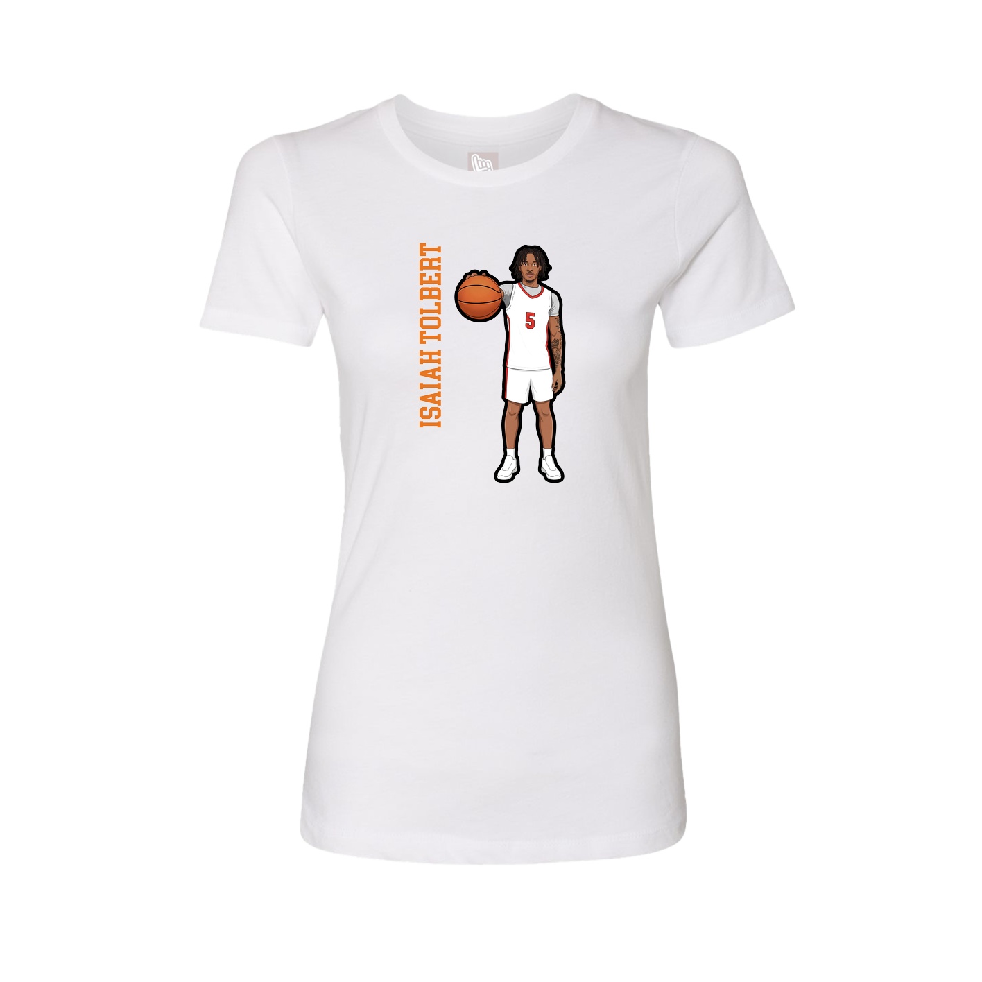 Fitted Women's Tee — Name Vertical in White