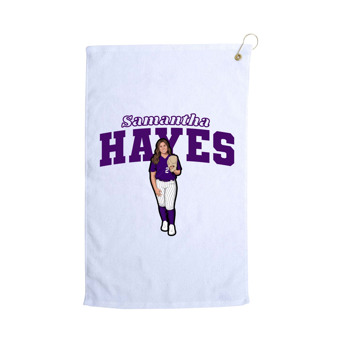 Golf Towel — Name Arch in White