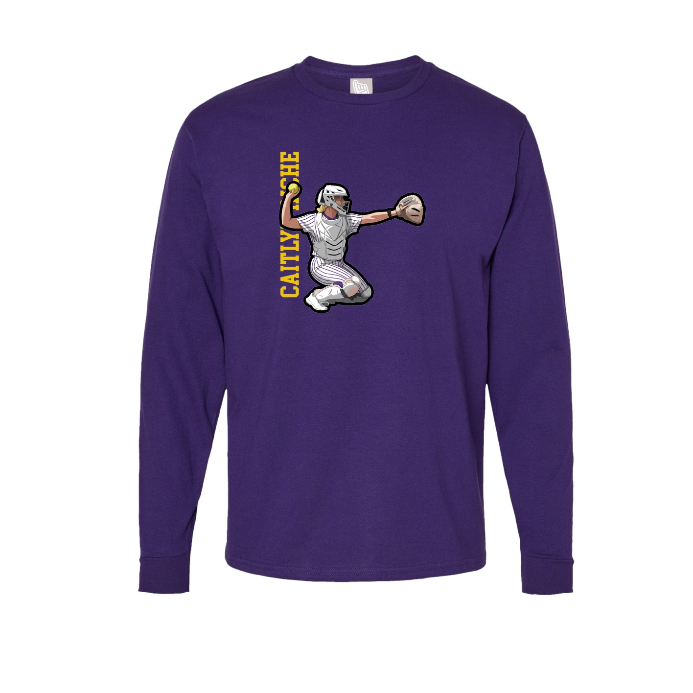 Long Sleeve Tee — Name Vertical in Purple