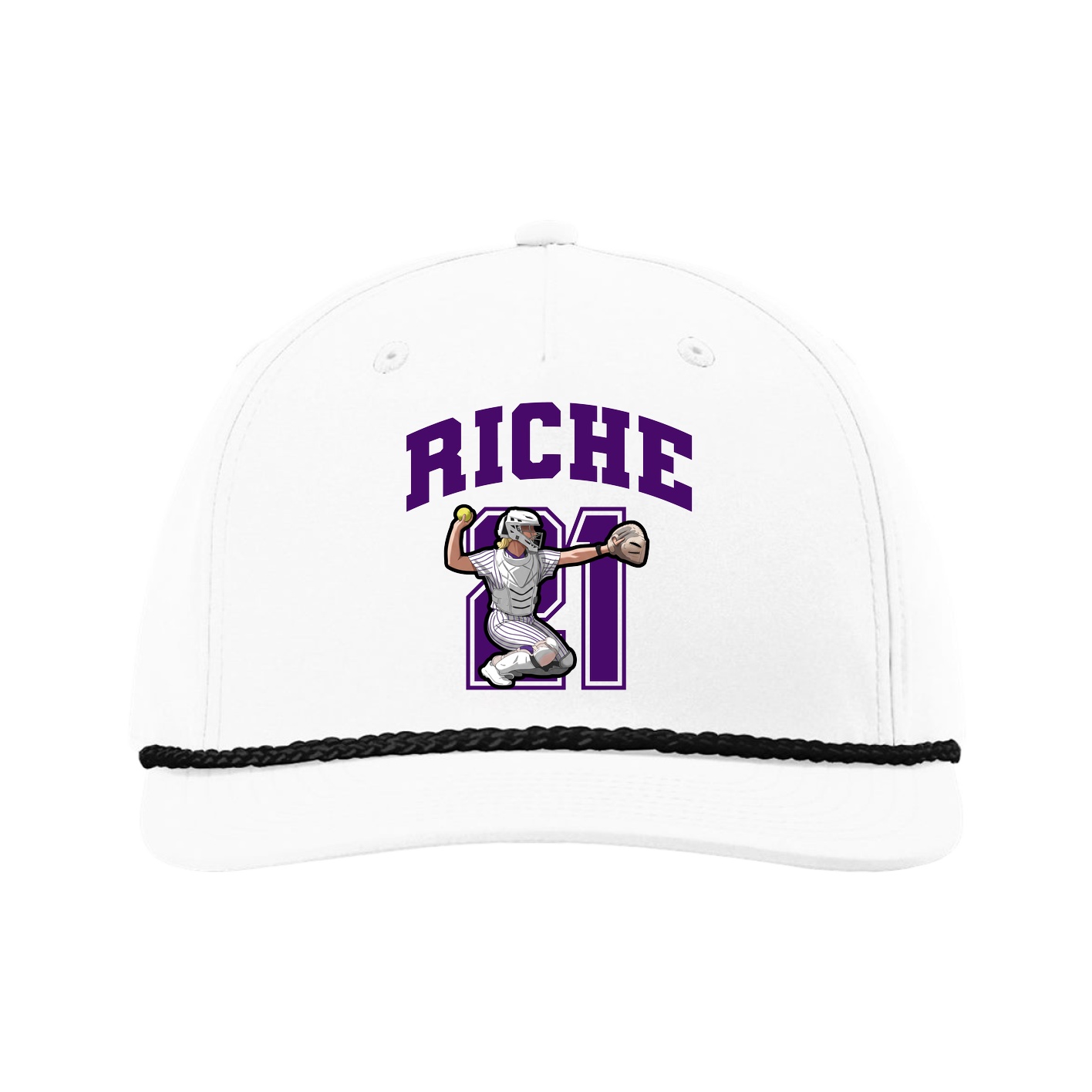 Five-Panel Classic Rope Cap — Number in White