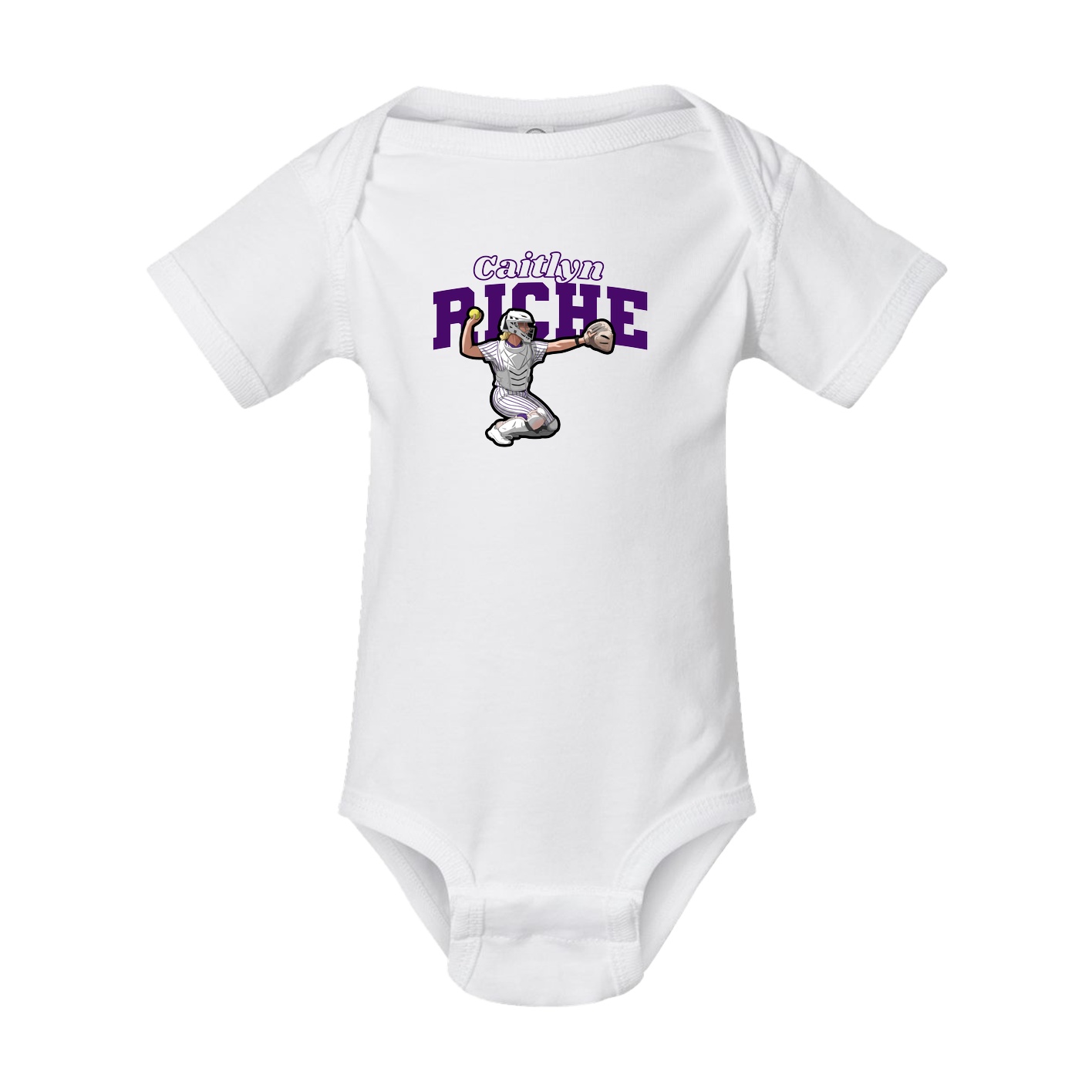 Baby Onesie — Name Arch in White