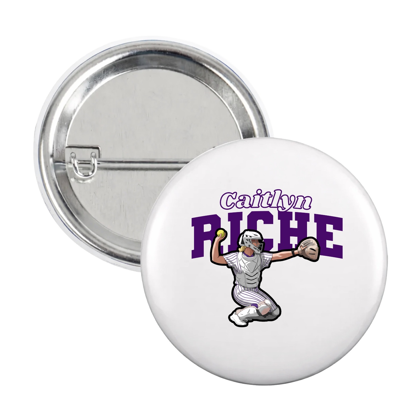 Game Day Button — Name Arch in White