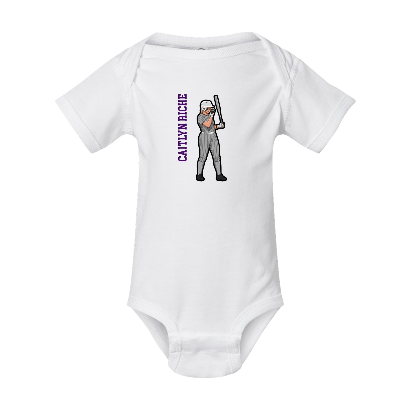 Baby Onesie — Name Vertical in White