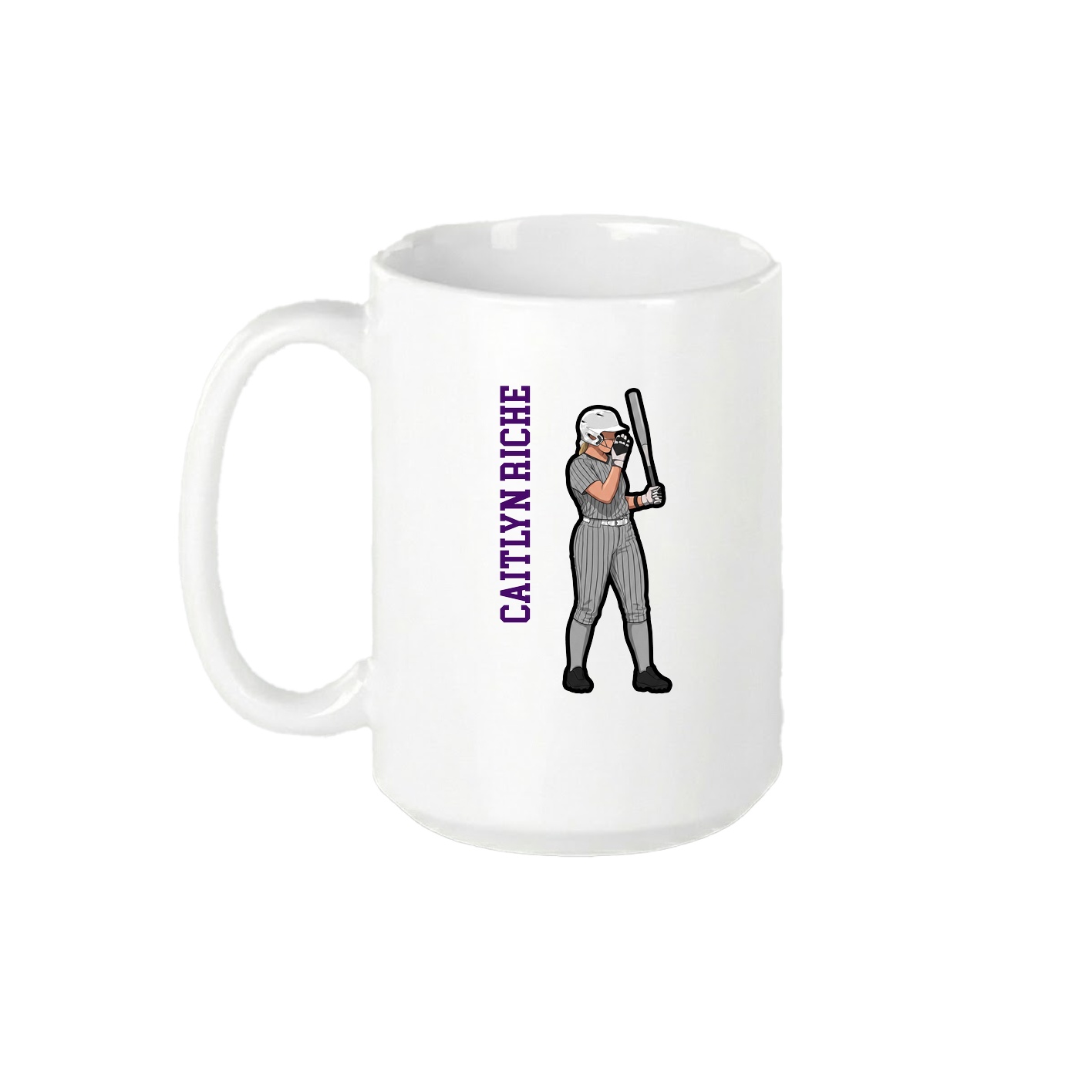 15oz Coffee Mug — Name Vertical in White