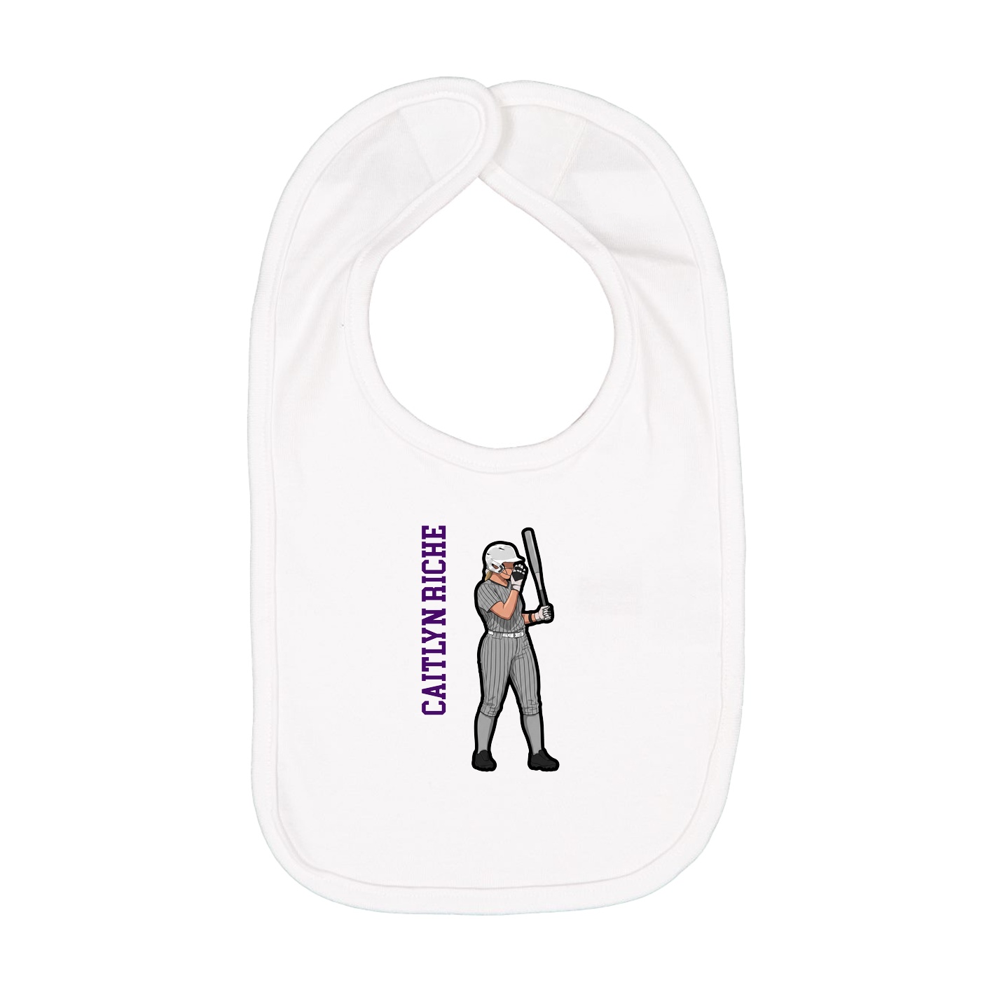 Infant Bib — Name Vertical in White