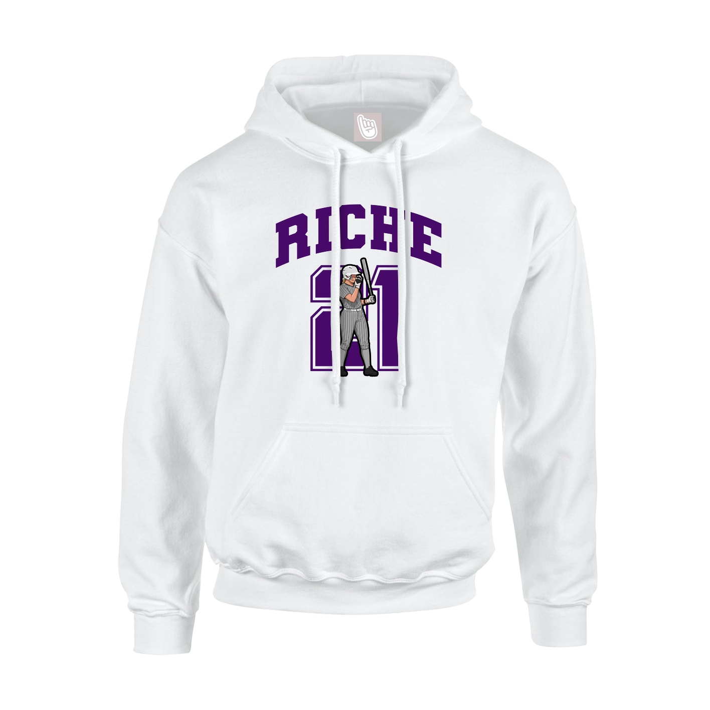 Youth Hoodie — Number in White