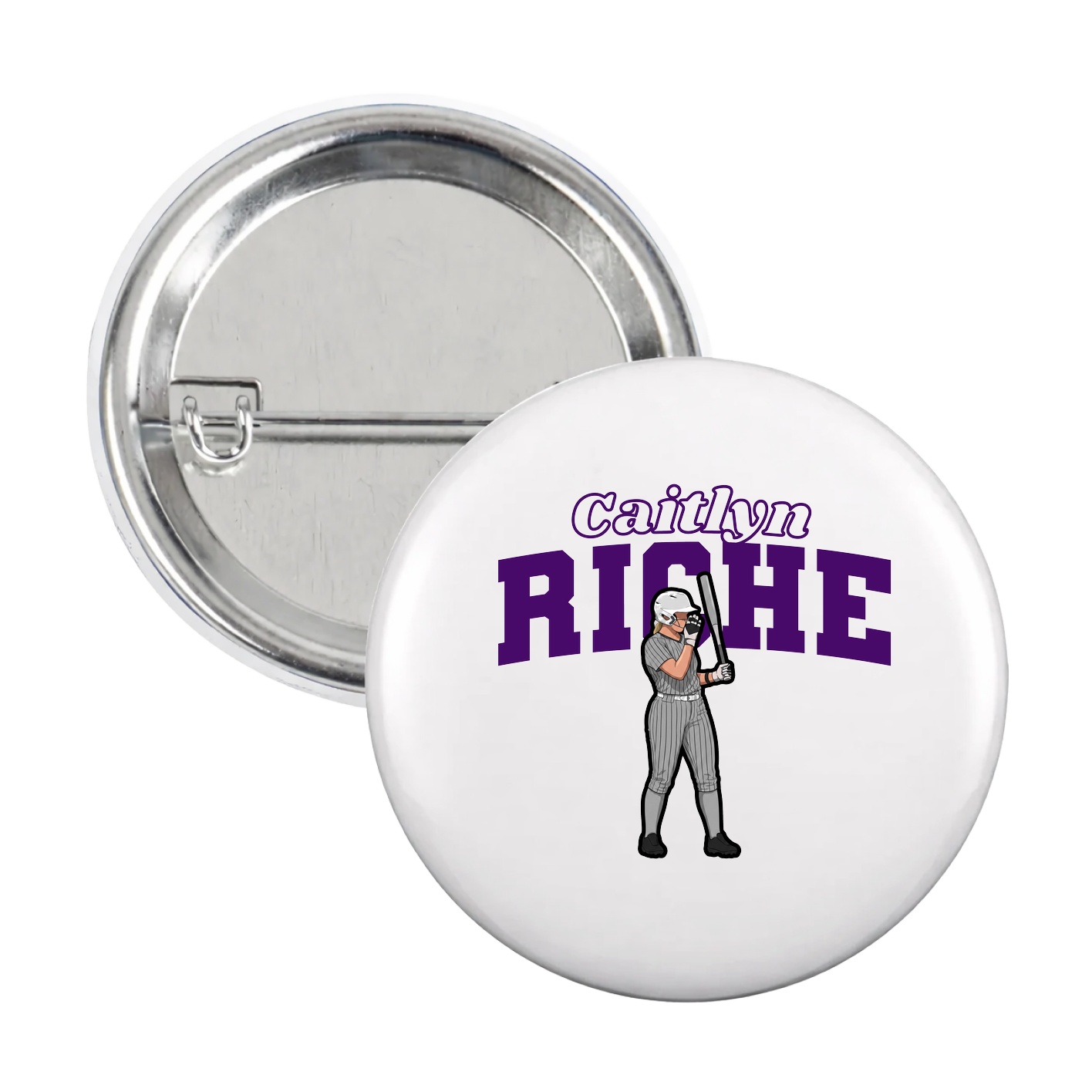 Game Day Button — Name Arch in White
