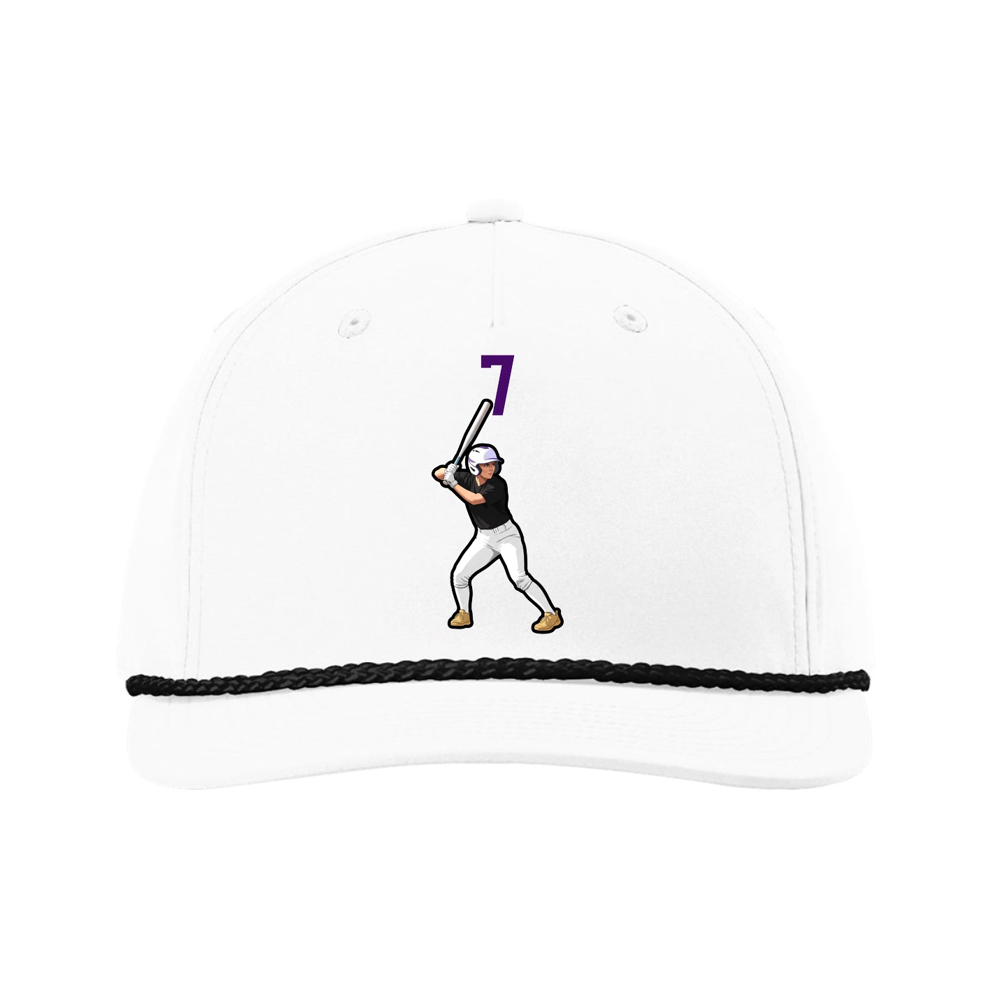 Five-Panel Classic Rope Cap — Number Top in White