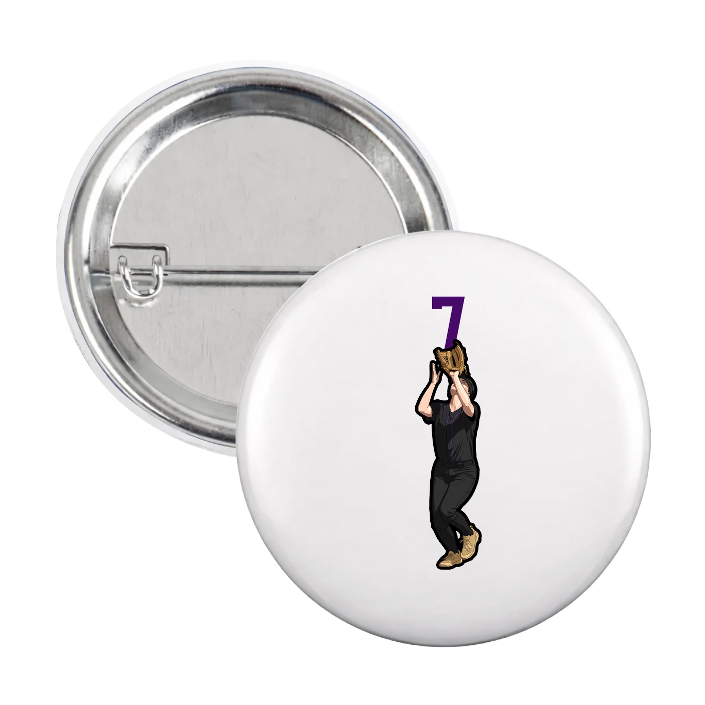 Game Day Button — Number Top in White