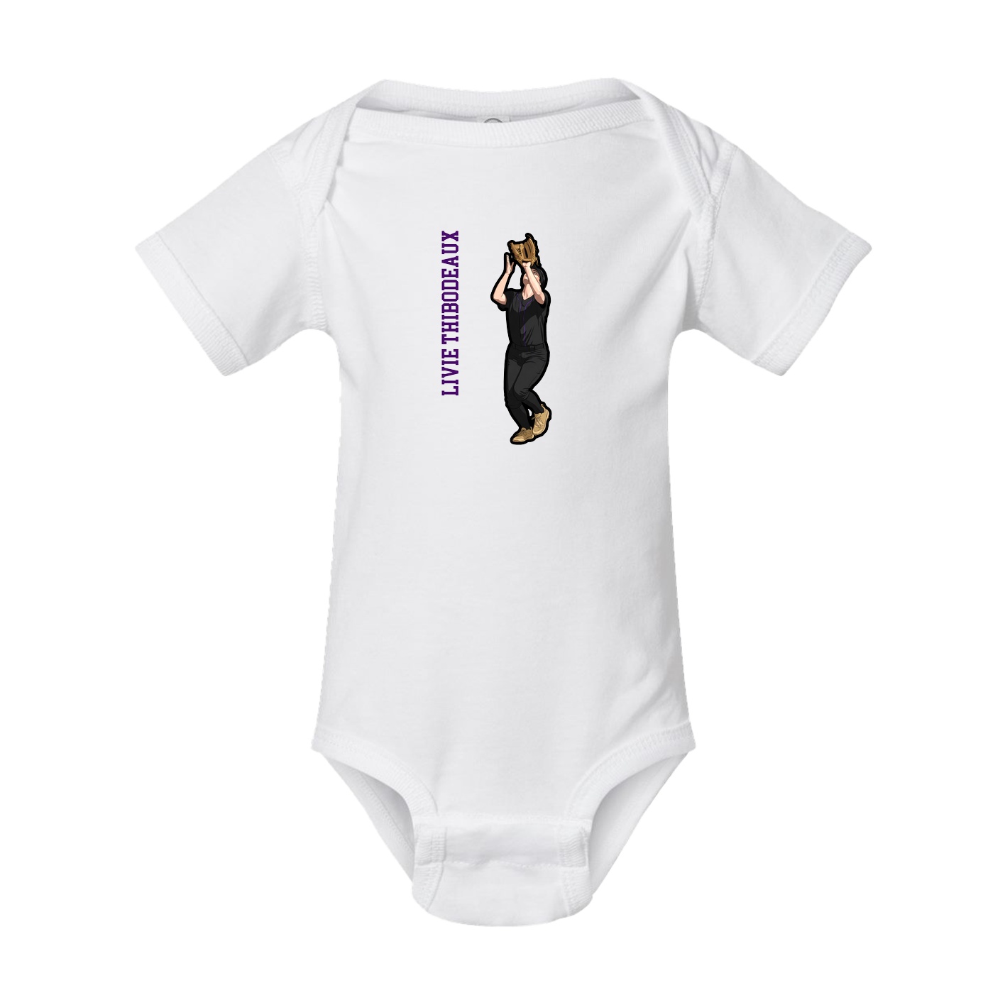 Baby Onesie — Name Vertical in White