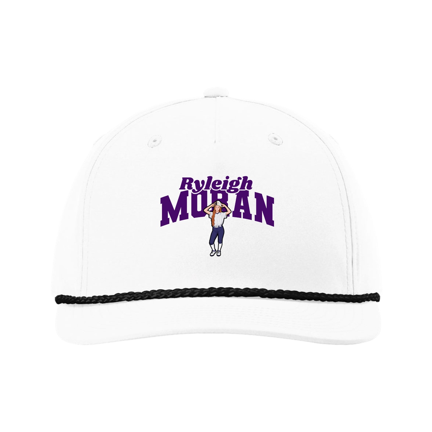 Five-Panel Classic Rope Cap — Signature Arch in White