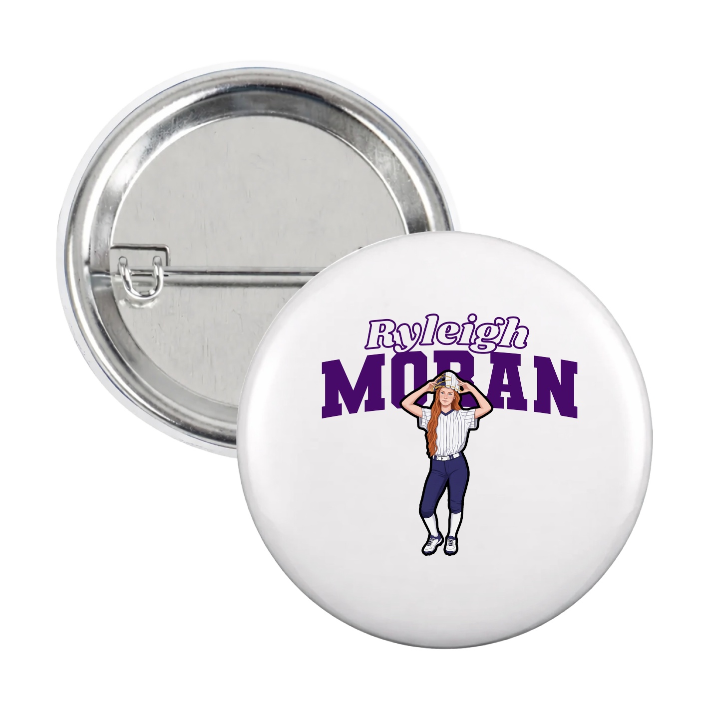 Game Day Button — Name Arch in White