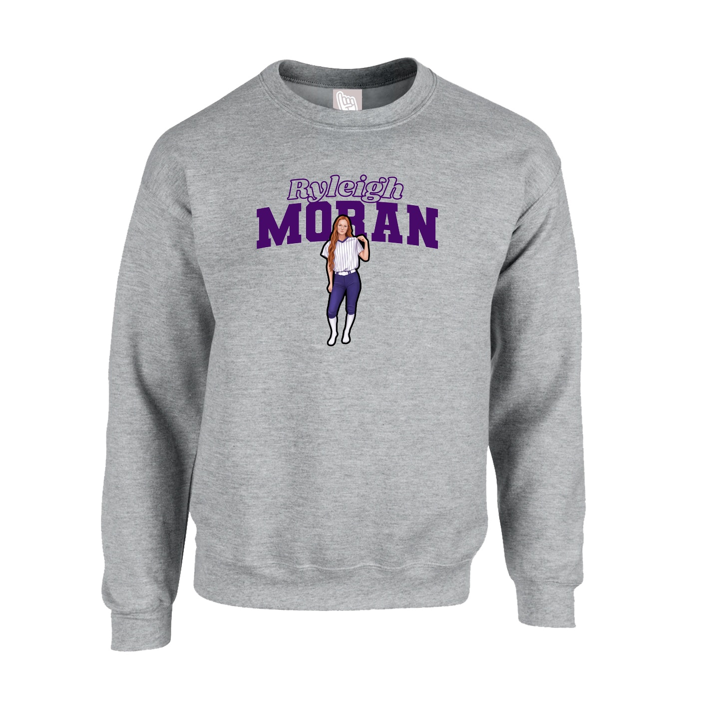 Fleece Crew — Name Arch in Grey