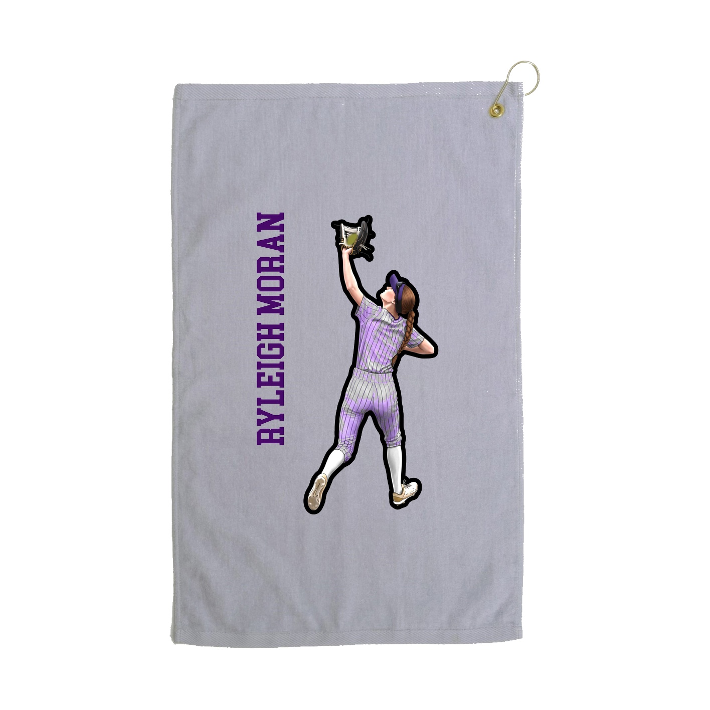 Golf Towel — Name Vertical in Grey