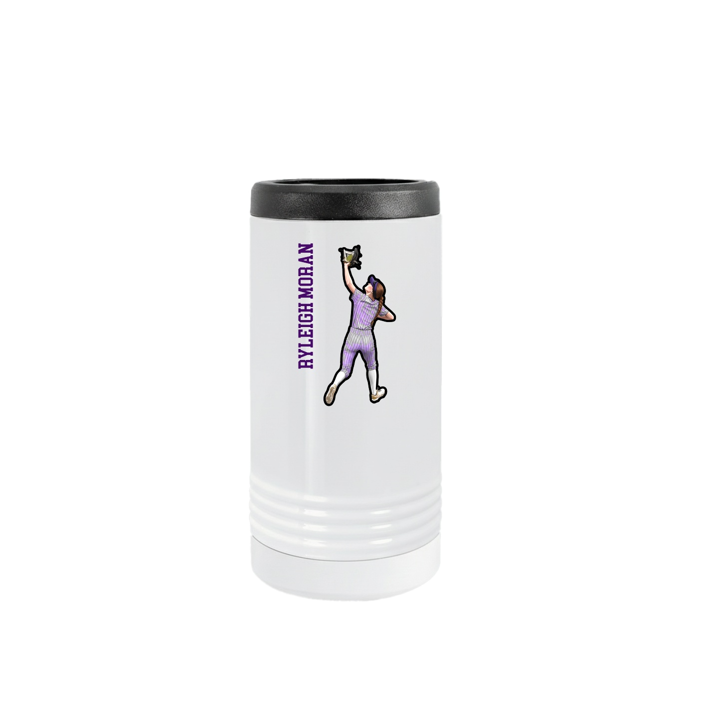 Slim Beverage Holder — Name Vertical in White