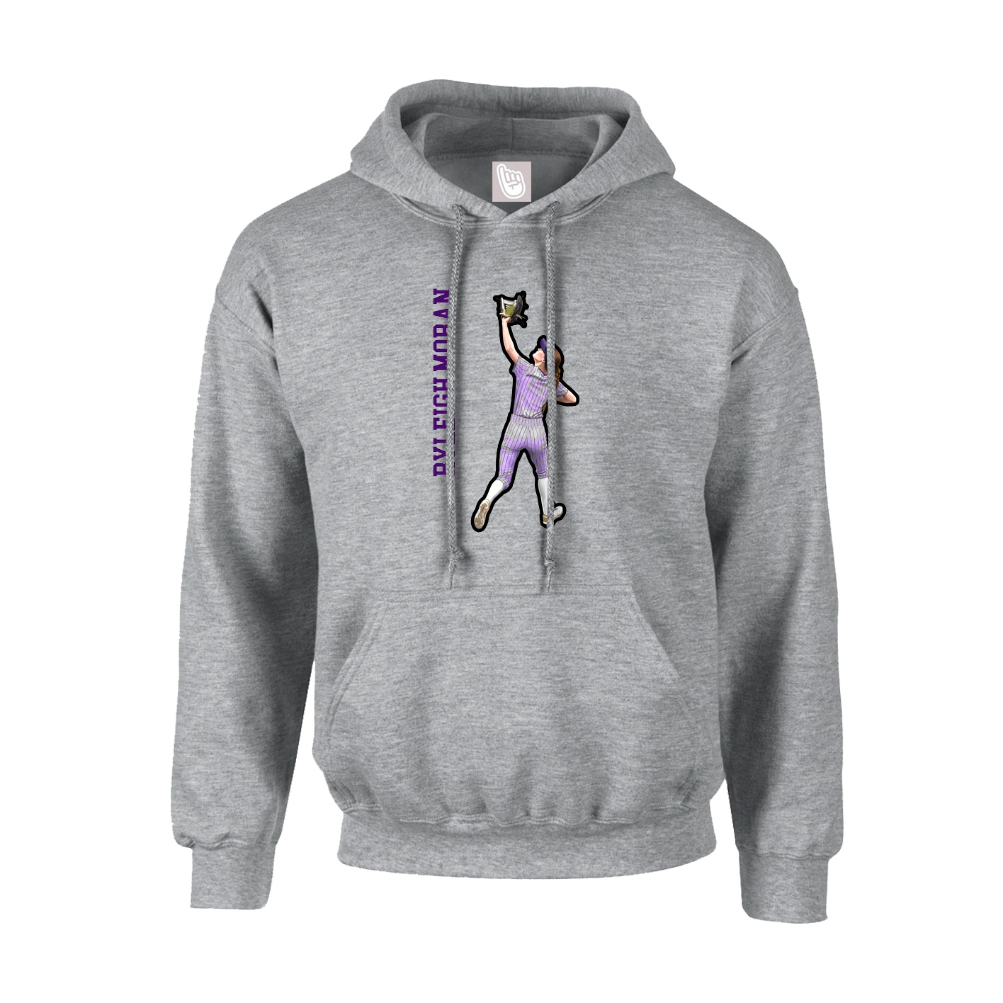 Hoodie — Name Vertical in Grey