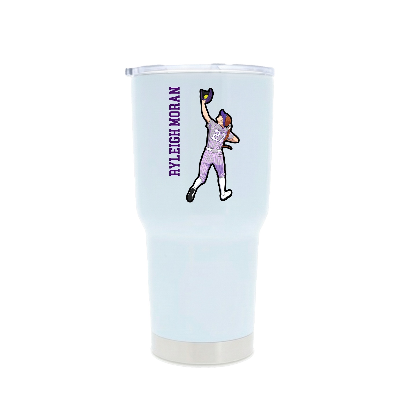 30oz Stainless Steel Tumbler — Name Vertical in White