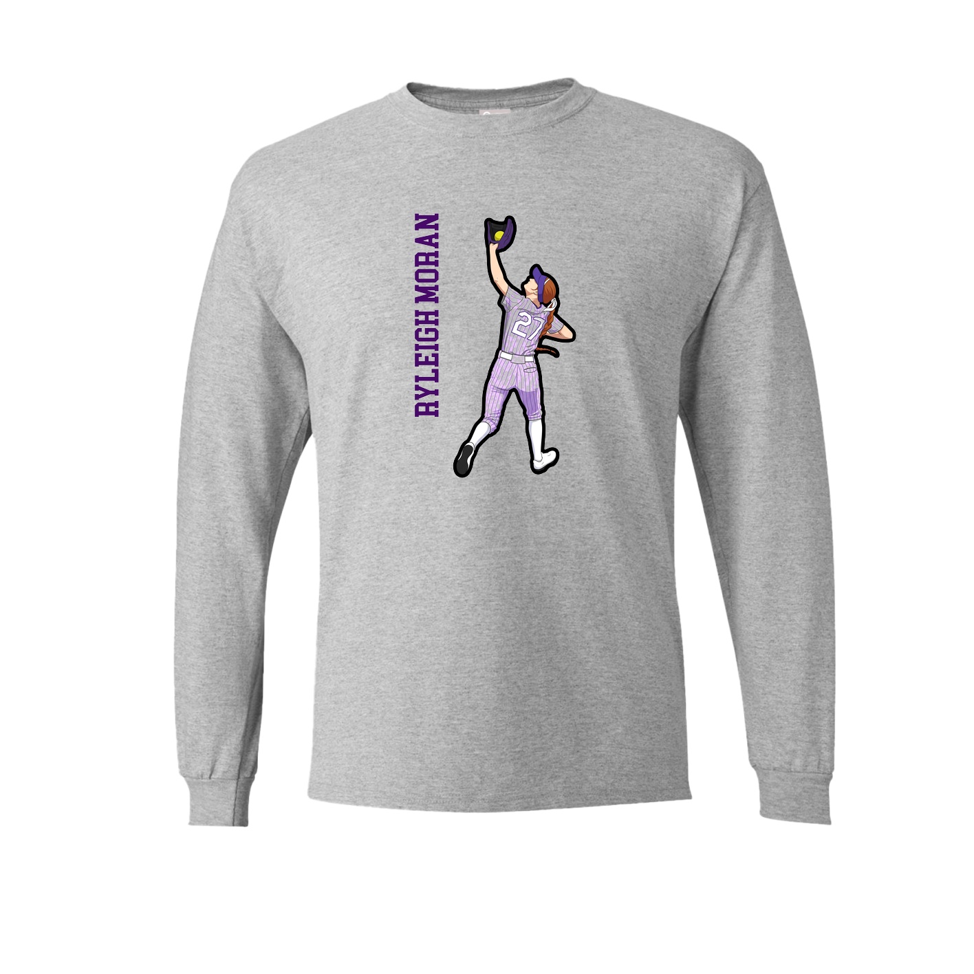 Long Sleeve Tee — Name Vertical in Grey