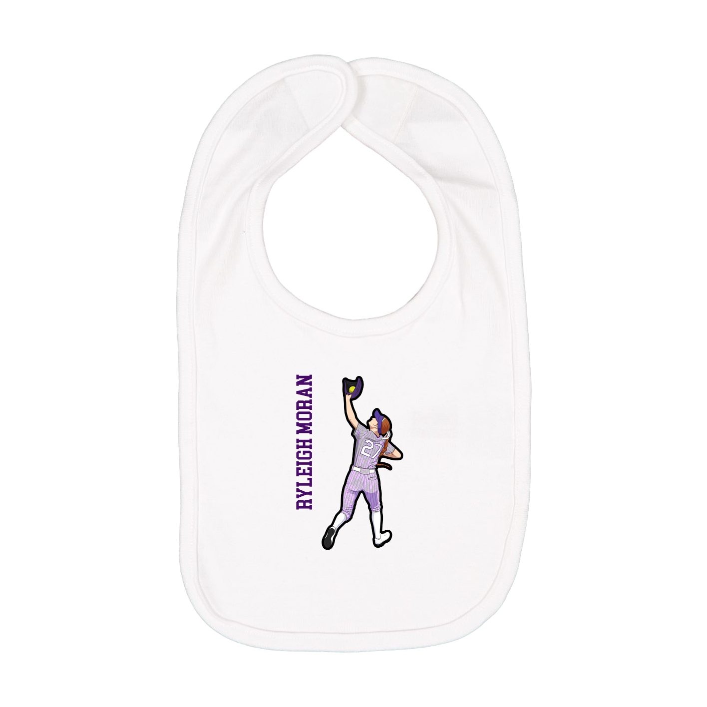 Infant Bib — Name Vertical in White