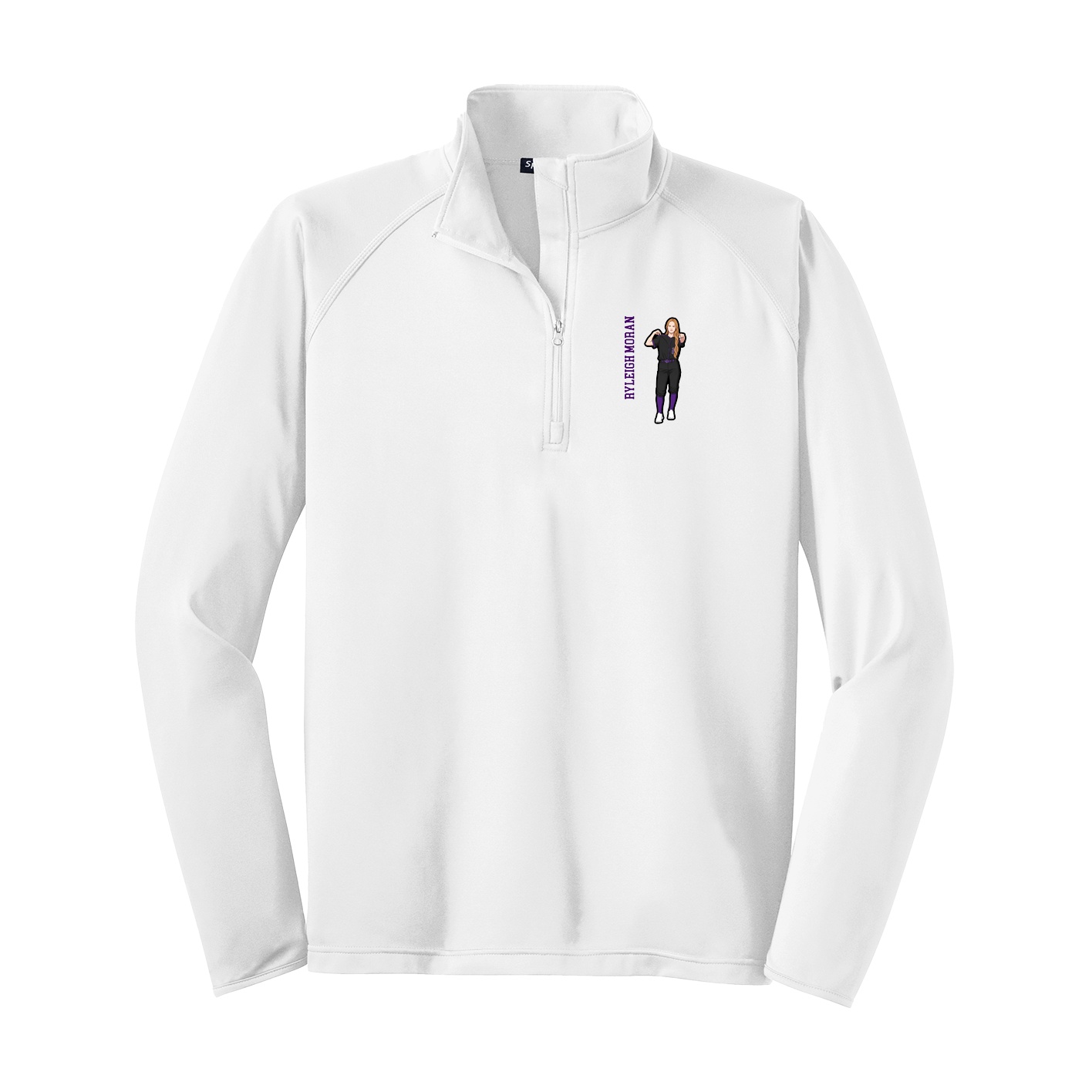 Q-Zip Pullover — Name Vertical in White