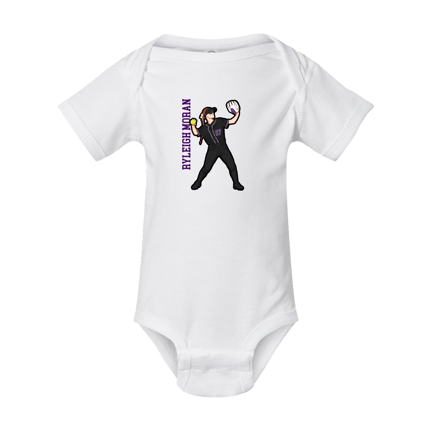 Baby Onesie — Name Vertical in White