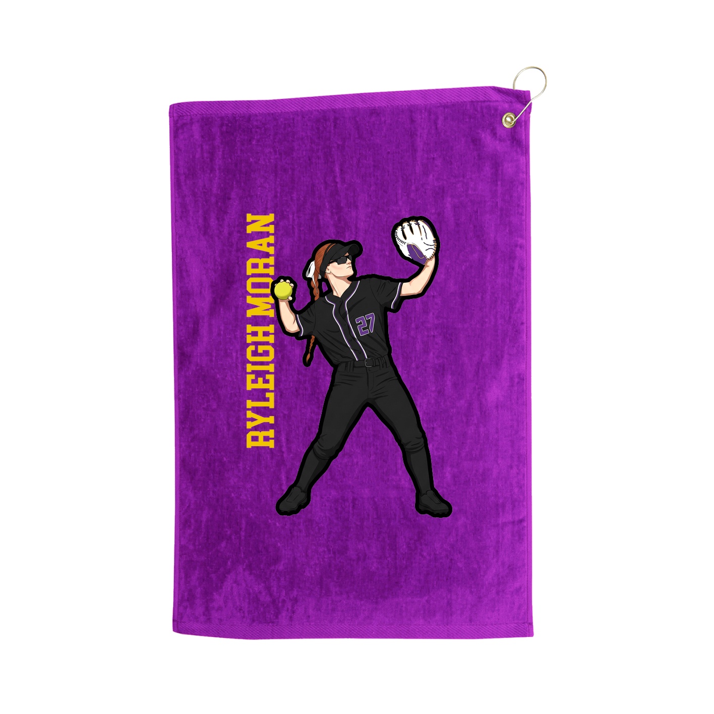 Golf Towel — Name Vertical in Purple