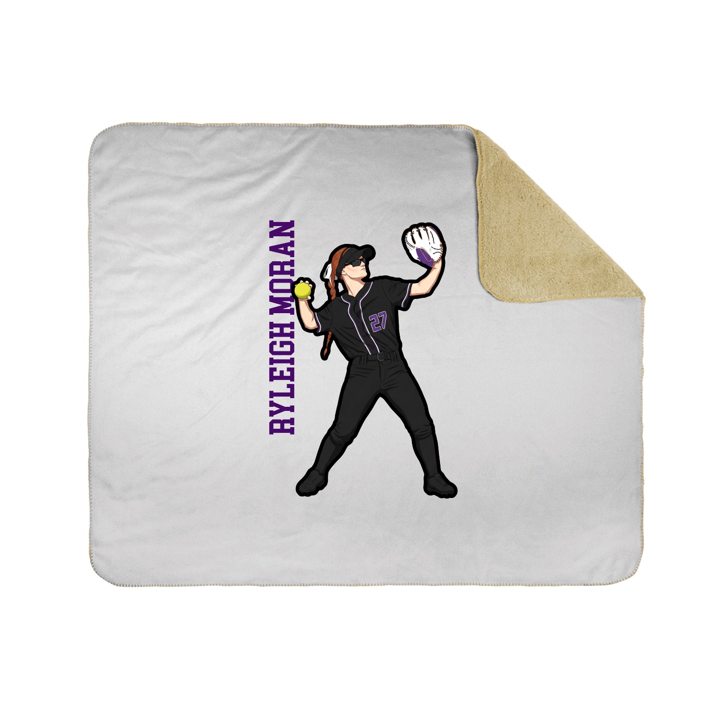Throw Blanket — Name Vertical in White