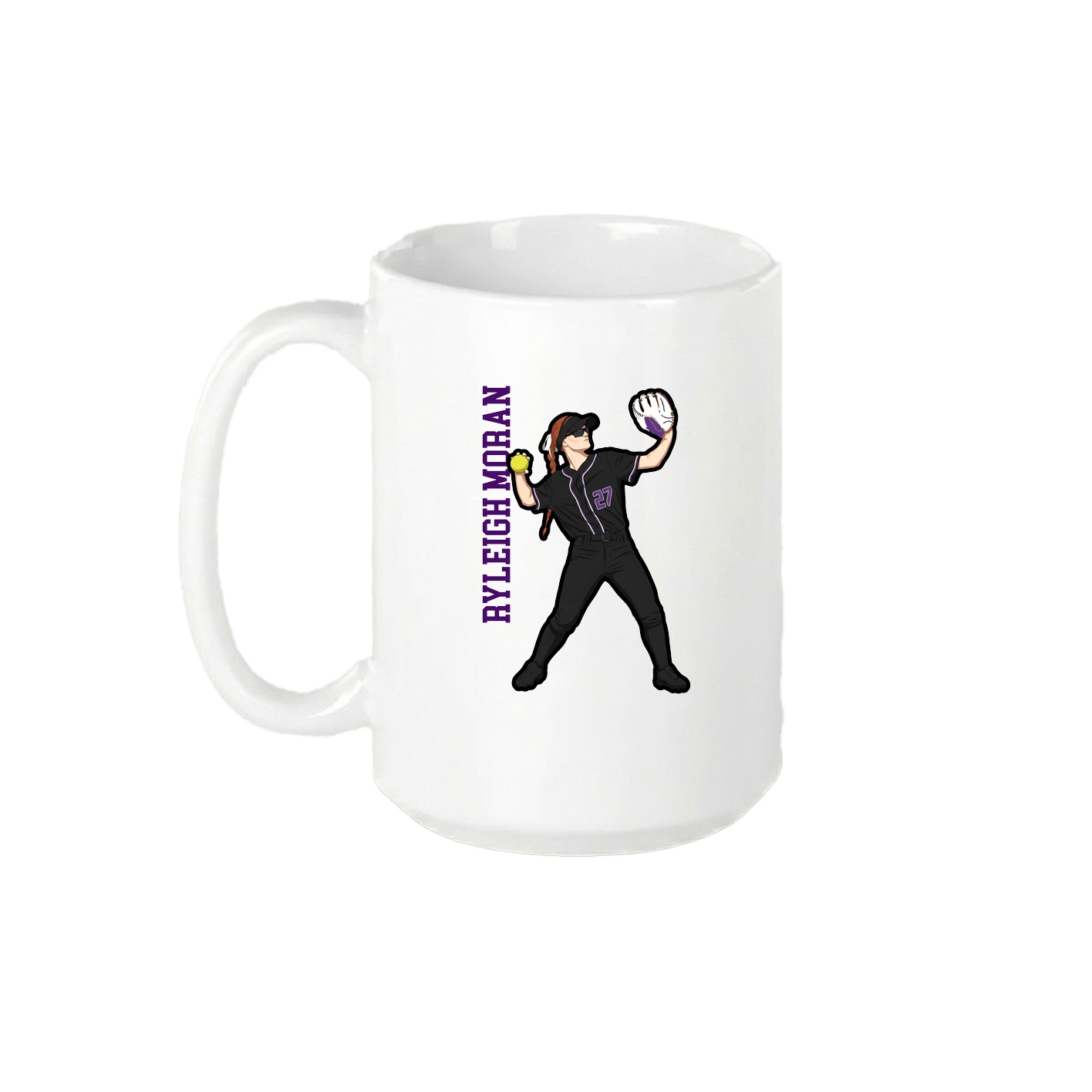 15oz Coffee Mug — Name Vertical in White