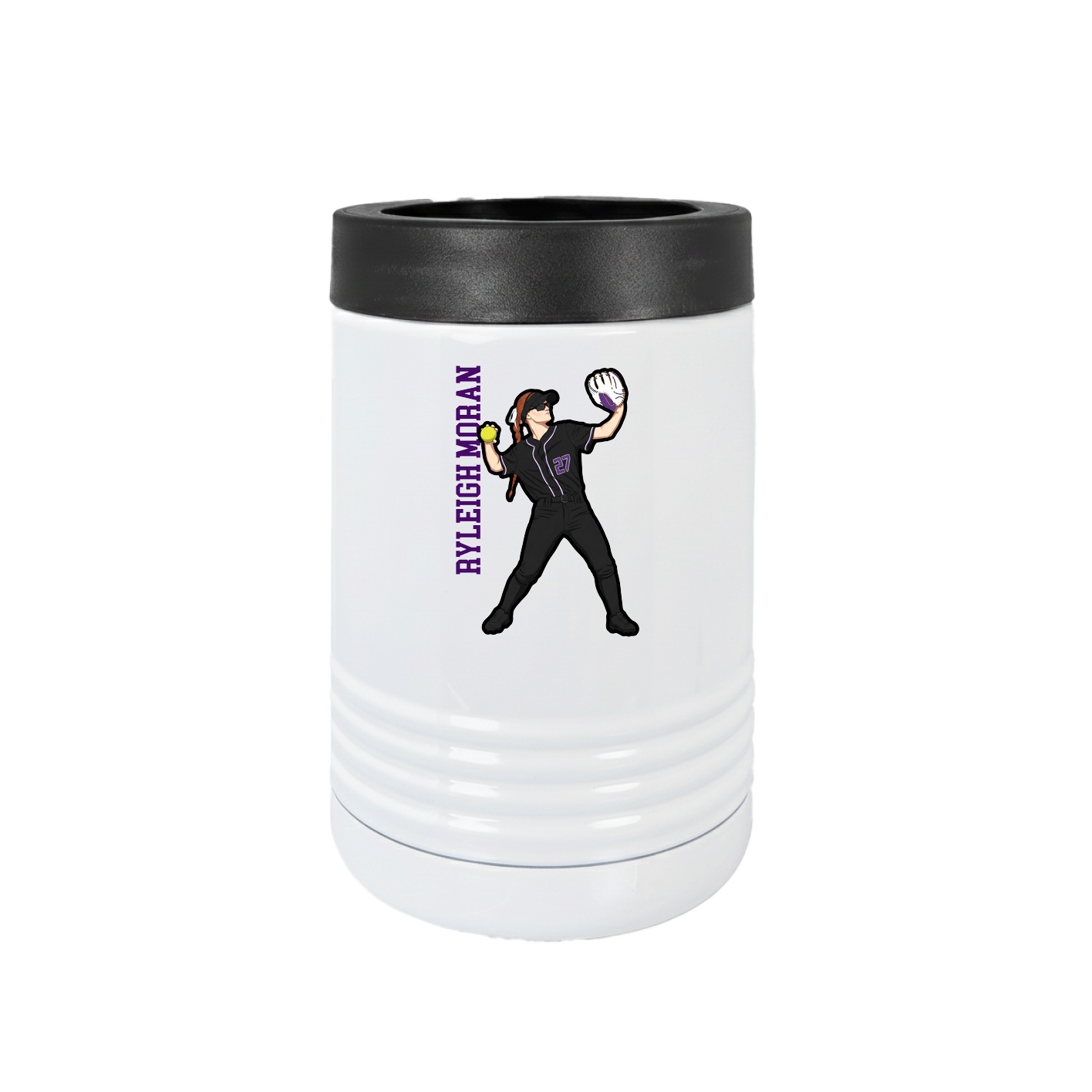 Beverage Holder — Name Vertical in White