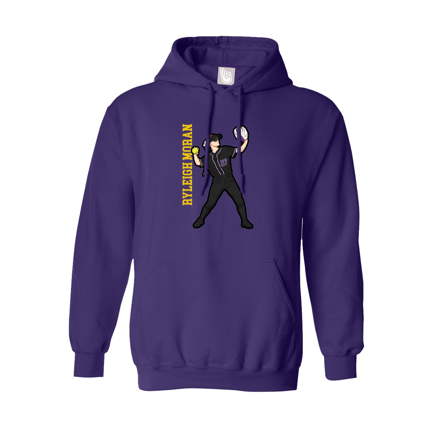 Youth Hoodie — Name Vertical in Purple