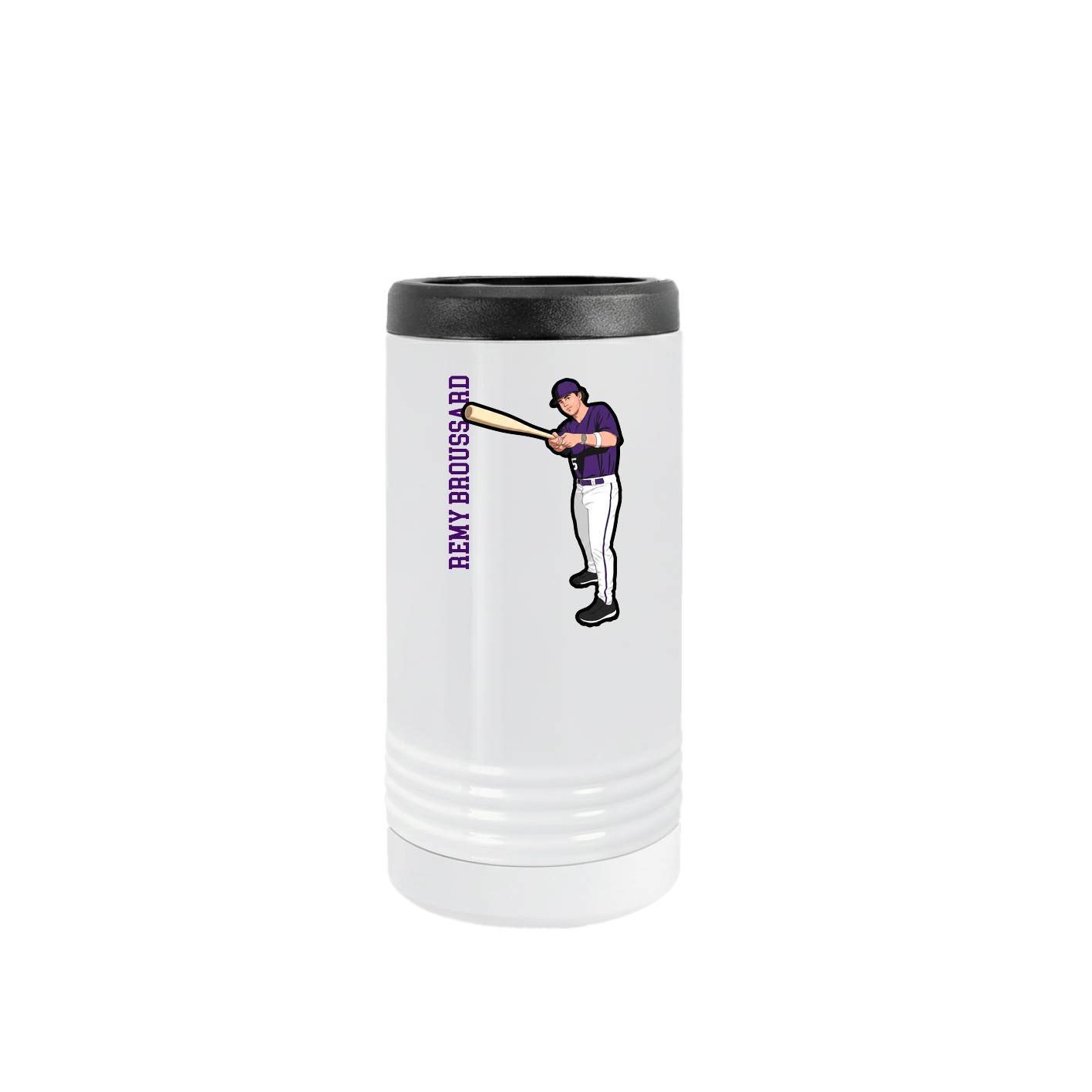 Slim Beverage Holder — Name Vertical in White
