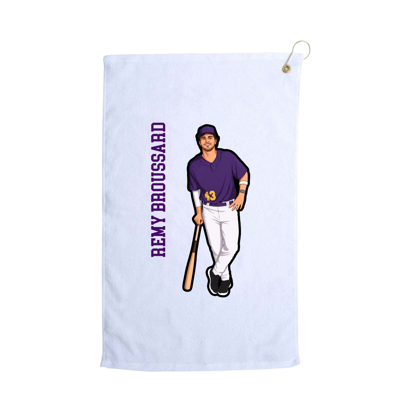 Golf Towel — Name Vertical in White