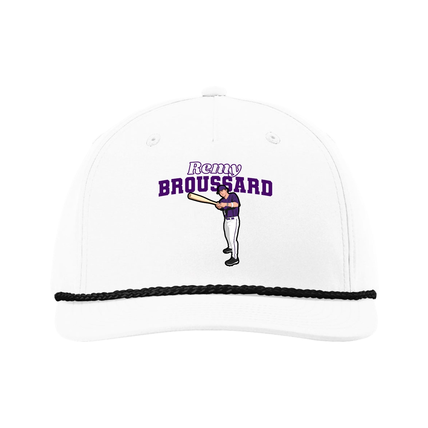 Five-Panel Classic Rope Cap — Name Arch in White