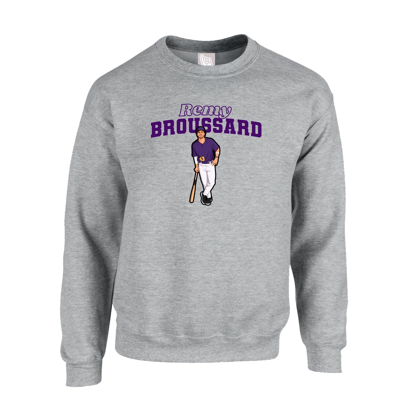 Fleece Crew — Name Arch in Grey