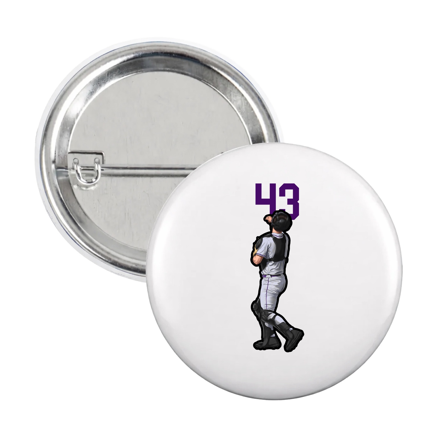 Game Day Button — Number Top in White