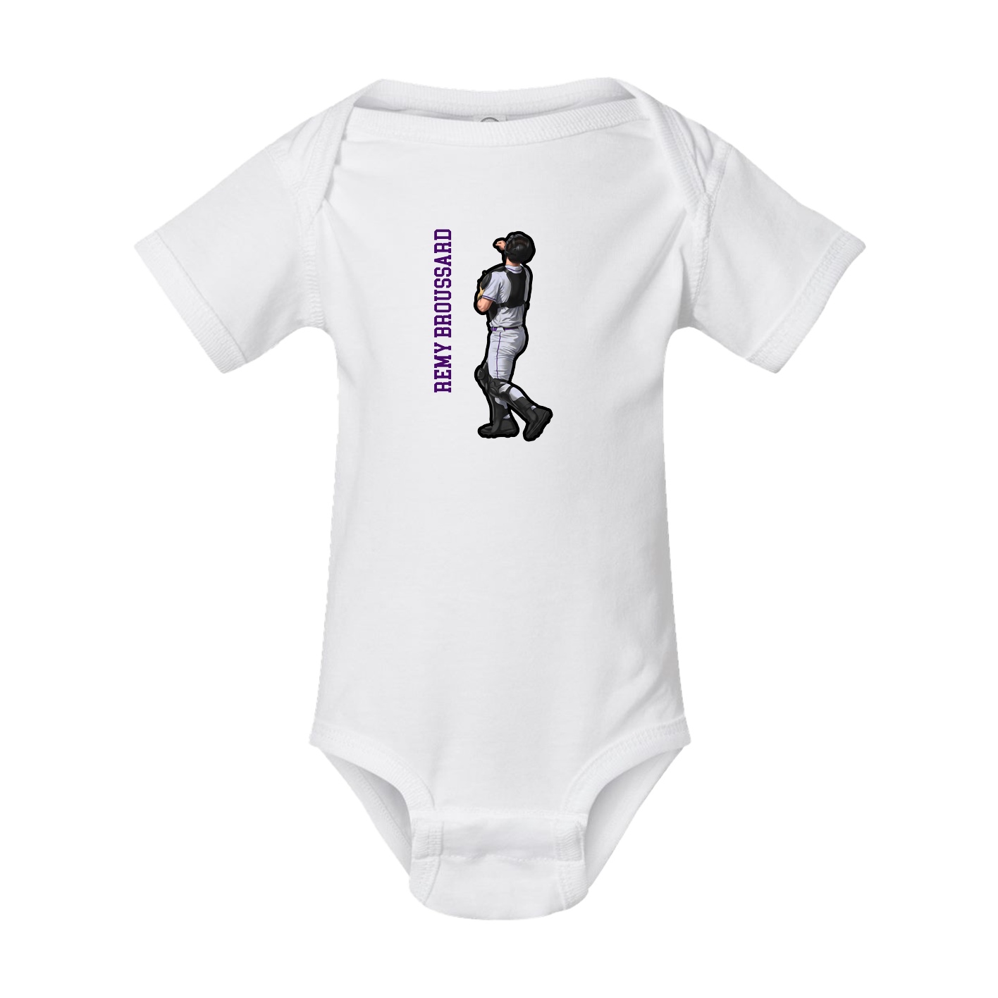 Baby Onesie — Name Vertical in White