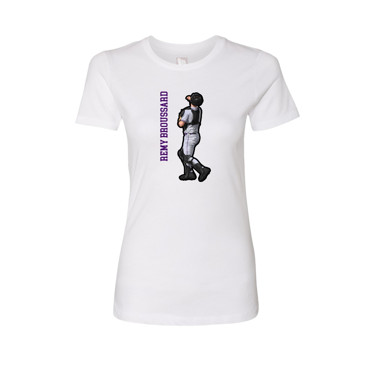 Fitted Women's Tee — Name Vertical in White