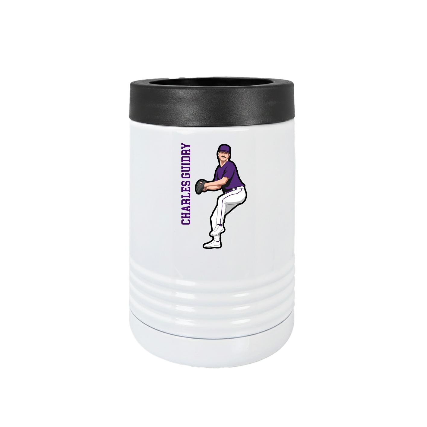 Beverage Holder — Name Vertical in White