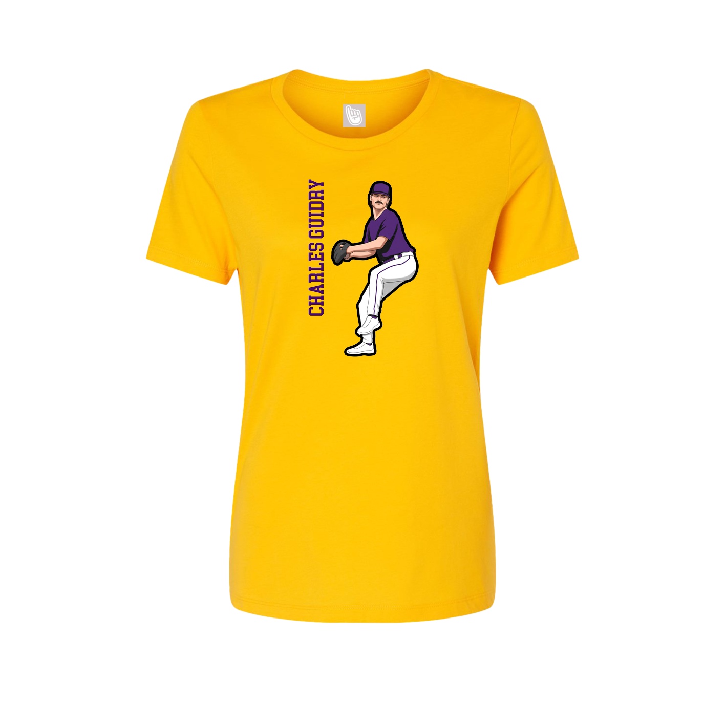 Fitted Women's Tee — Name Vertical in Gold
