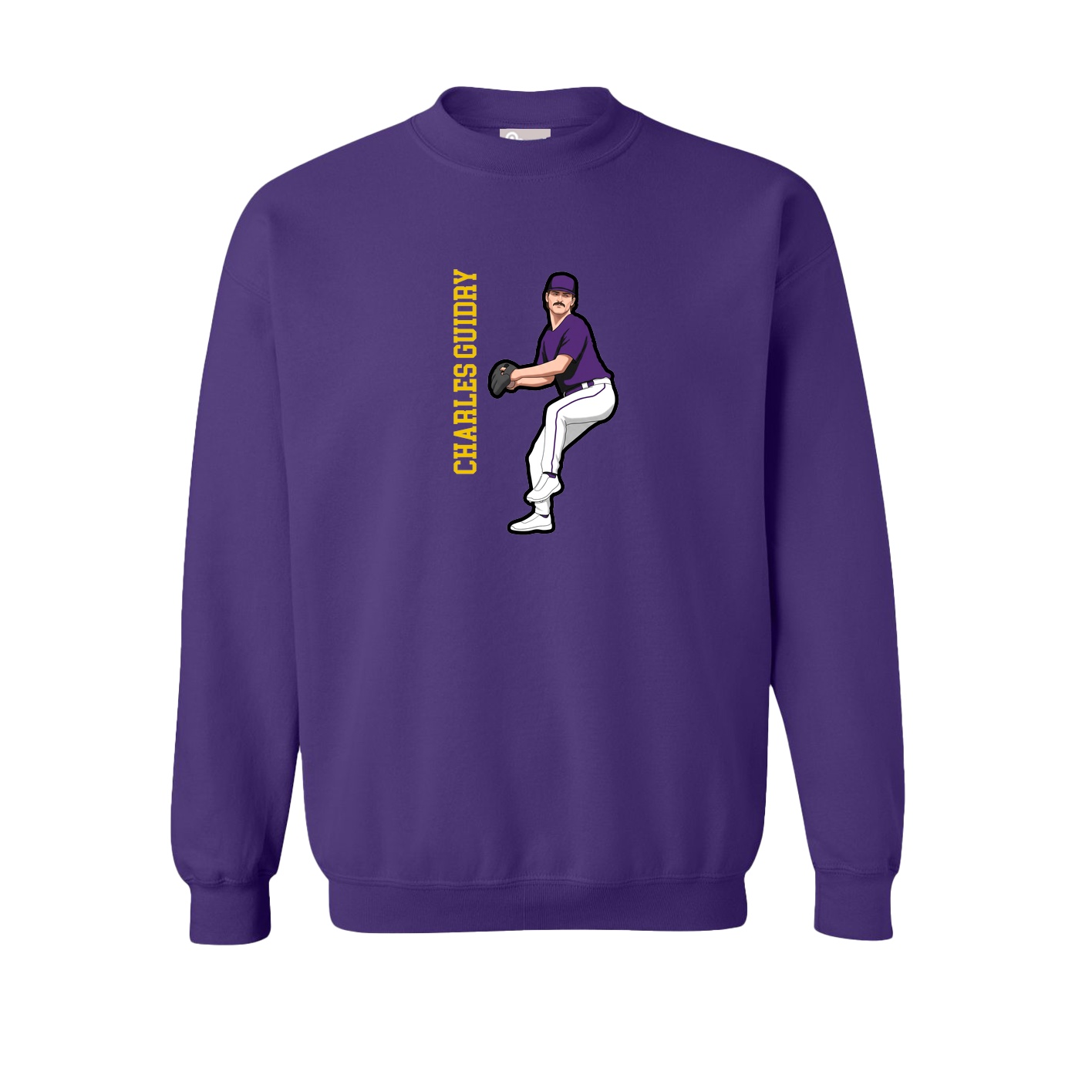Fleece Crew — Name Vertical in Purple