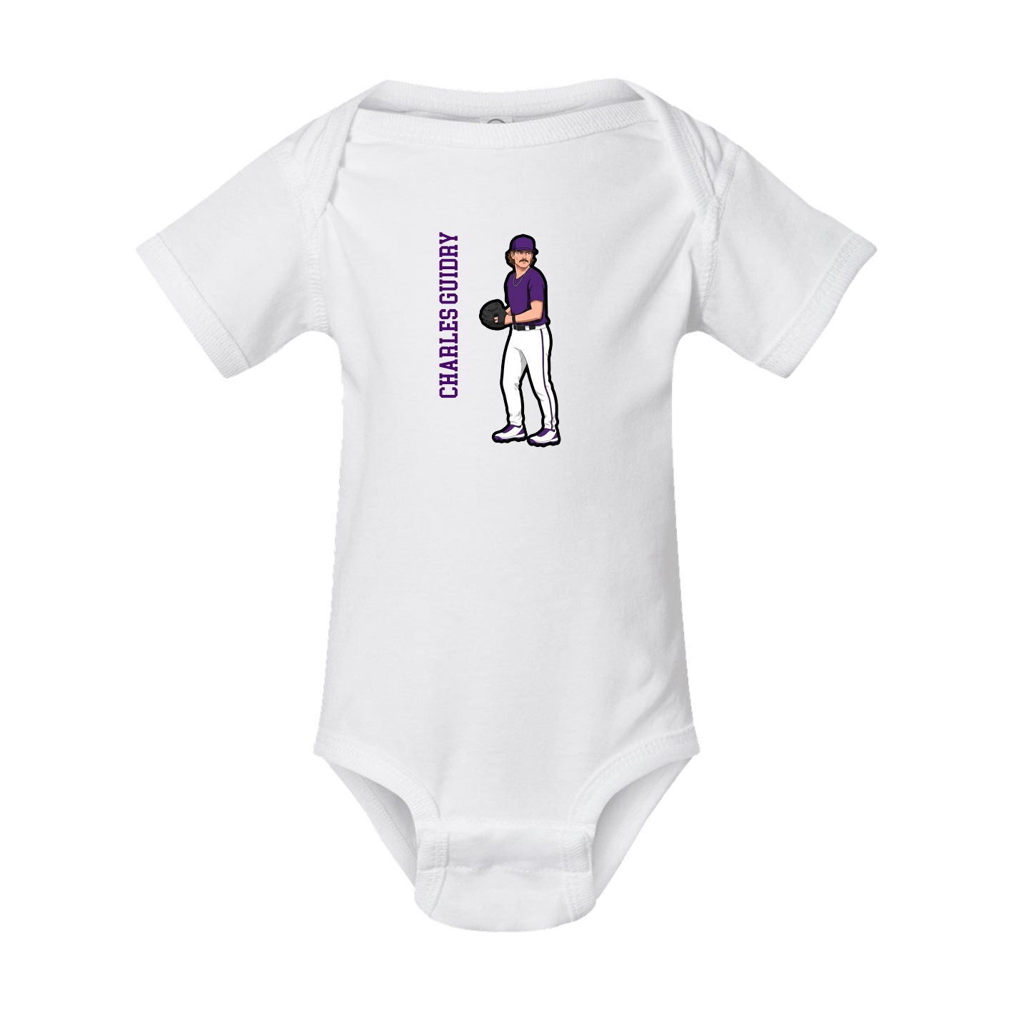 Baby Onesie — Name Vertical in White