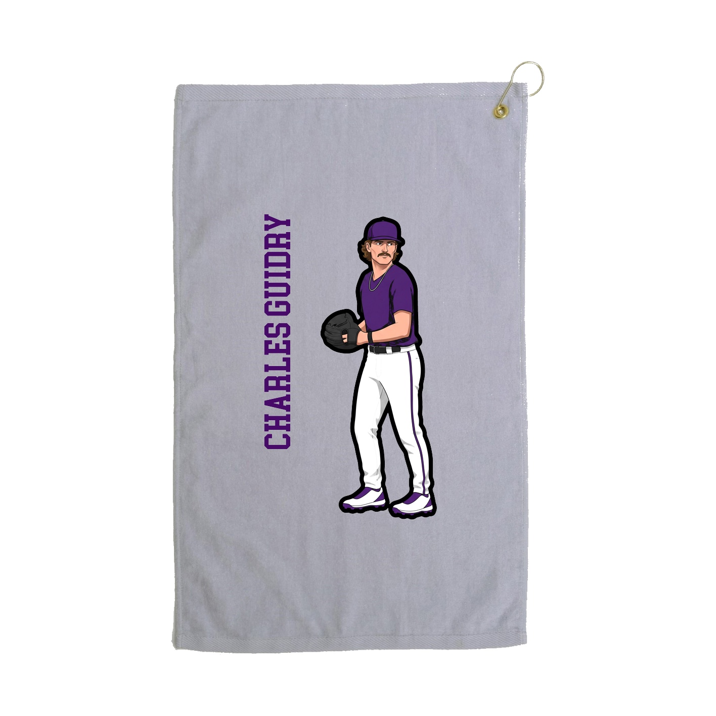 Golf Towel — Name Vertical in Grey