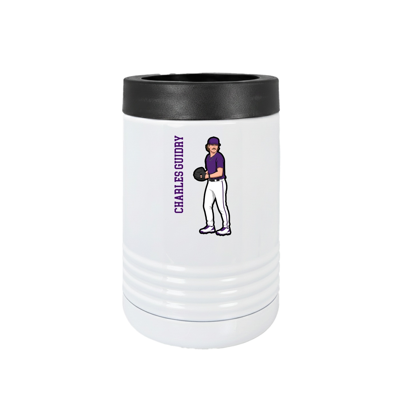 Beverage Holder — Name Vertical in White