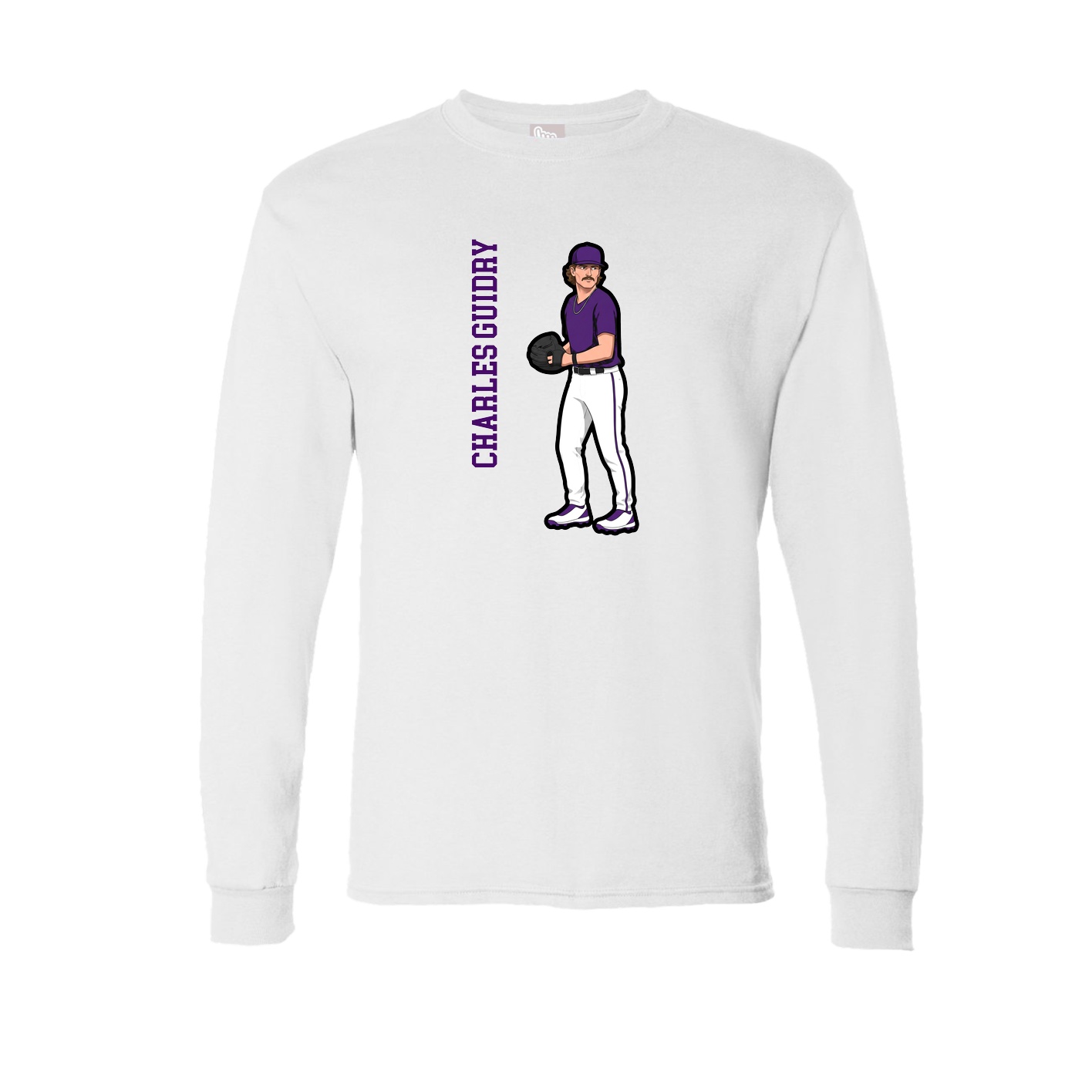 Long Sleeve Tee — Name Vertical in White