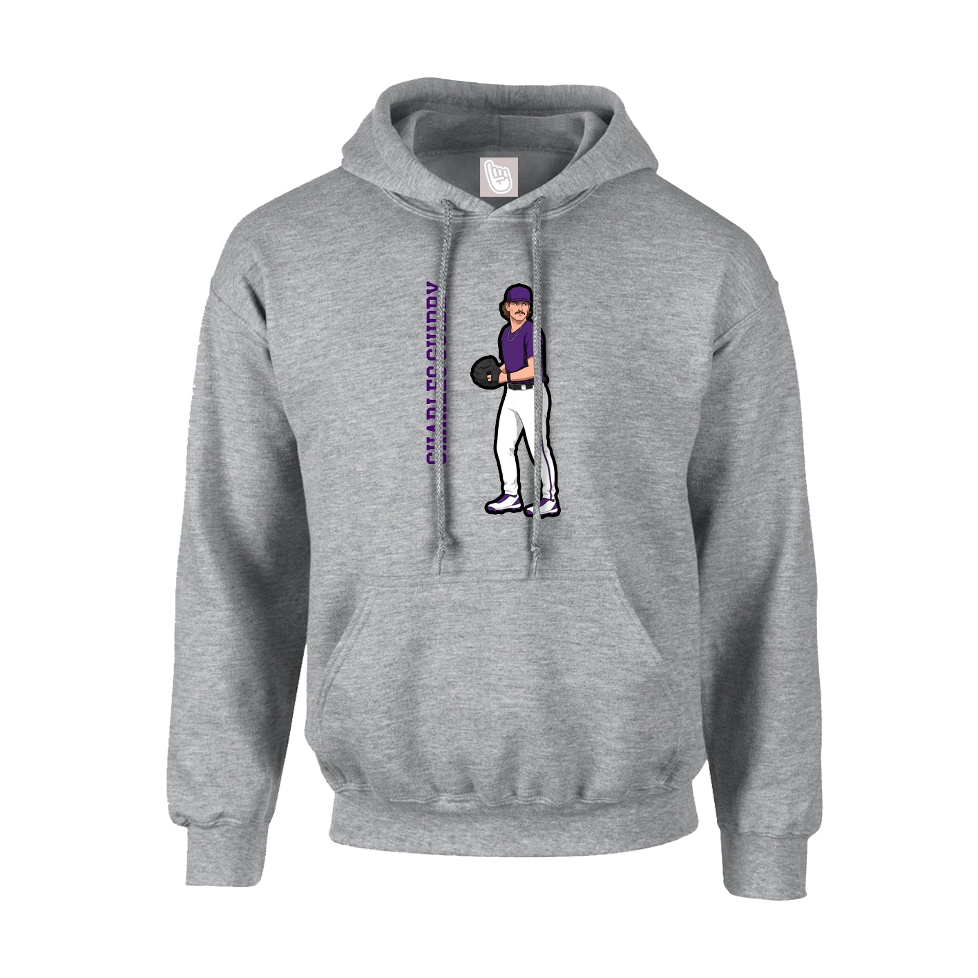 Youth Hoodie — Name Vertical in Grey
