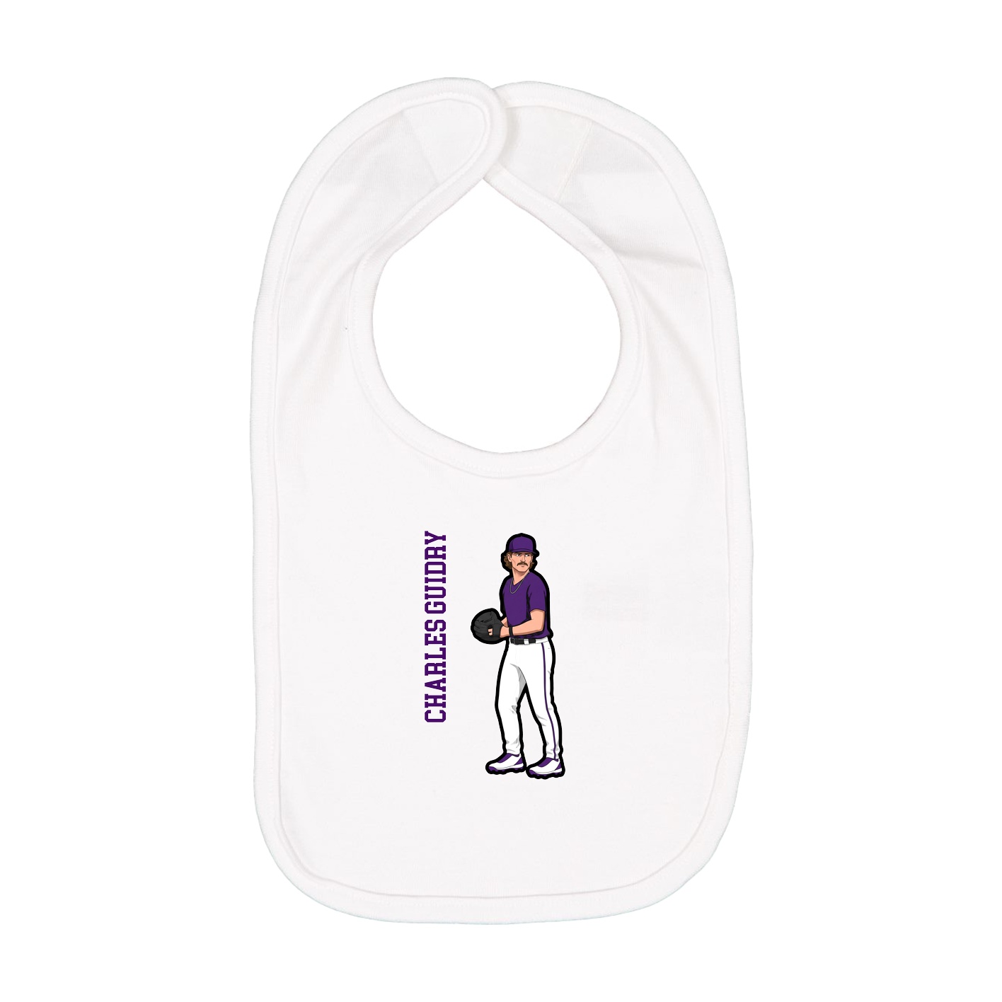 Infant Bib — Name Vertical in White