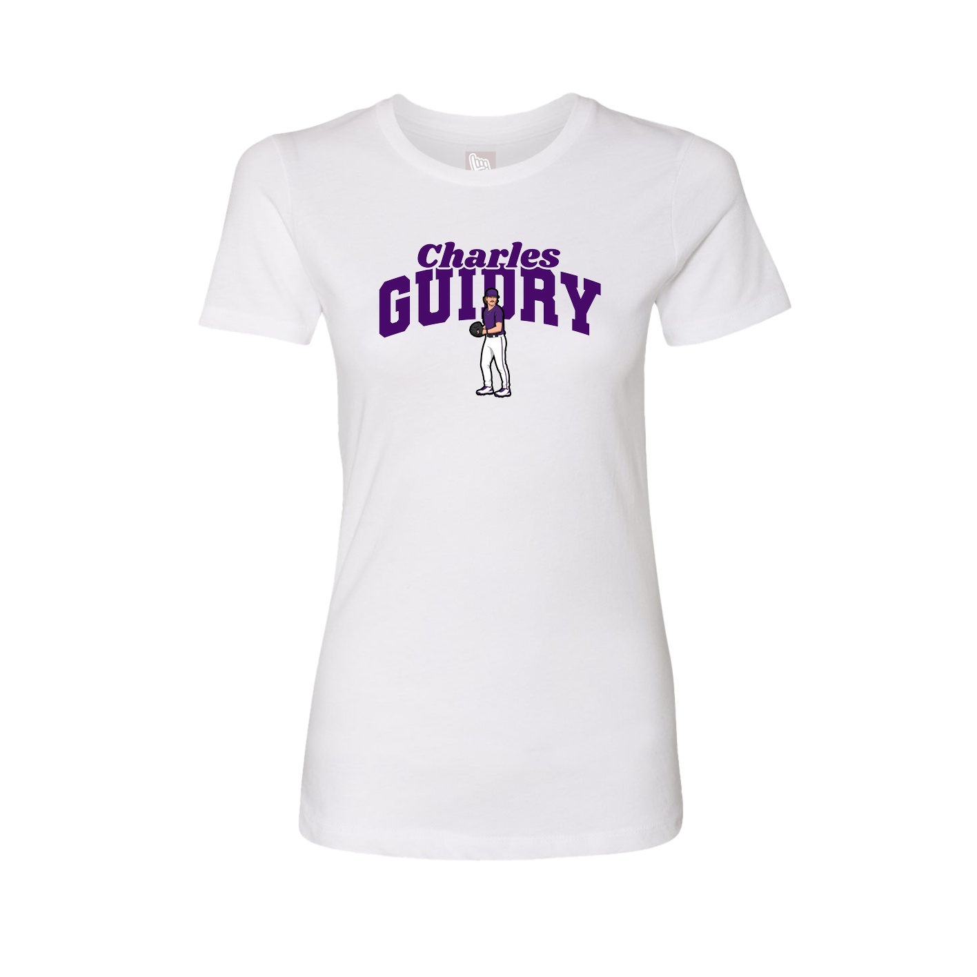 Fitted Women's Tee — Signature Arch in White